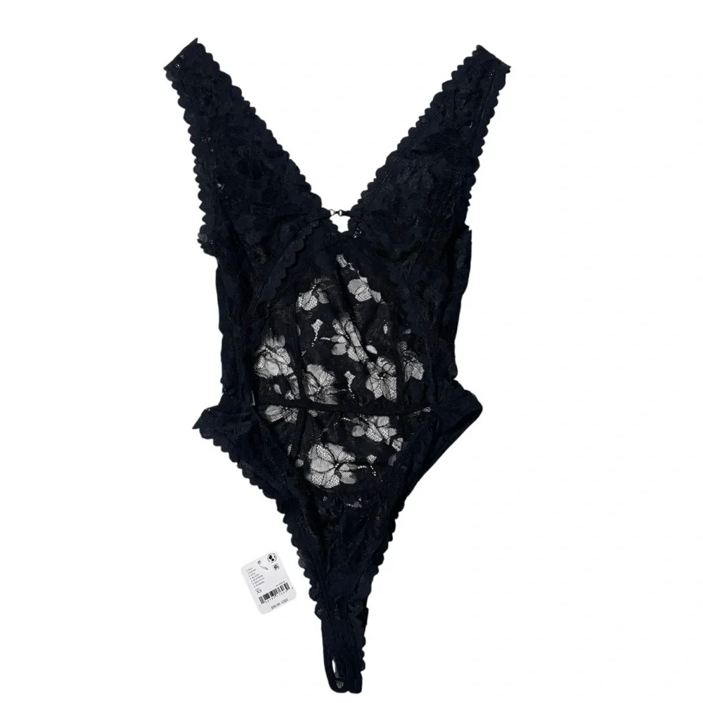 NWT New $98 Free People Dream Of Me Black Bodysuit Size L